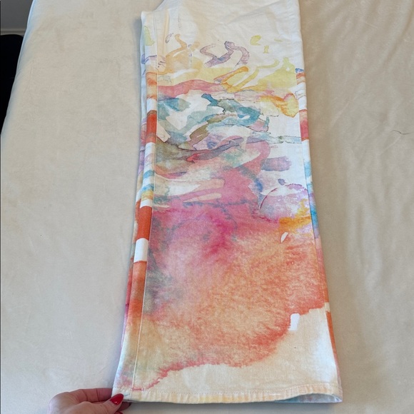 Ag Adriano Goldschmied Saige Mid-Rise Wide-Leg Jeans with Watercolor Wash, sz 28 - Picture 10 of 13